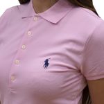 POLO RALPH LAUREN WOMAN SLIM FIT POLO SHIRT SLEEVE KNIT CARAMEL PINK - Image 4
