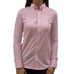 POLO RALPH LAUREN WOMAN W POLO BSR LONG SLEEVE KNIT SHIRT CARMEL PINK