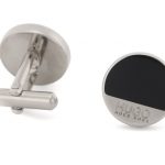 HUGO  E-SPOT ROUND BRASS CUFFLINKS BLACK