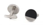 HUGO  E-SPOT ROUND BRASS CUFFLINKS BLACK