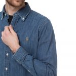 POLO RALPH LAUREN MEN DENIM SPORT CUSTOM FIT SHIRT DARK WASH - Image 2
