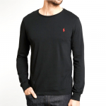 POLO RALPH LAUREN CUSTOM SLIM FIT M CLASSICS LONG SLEEVE T-SHIRT BLACK
