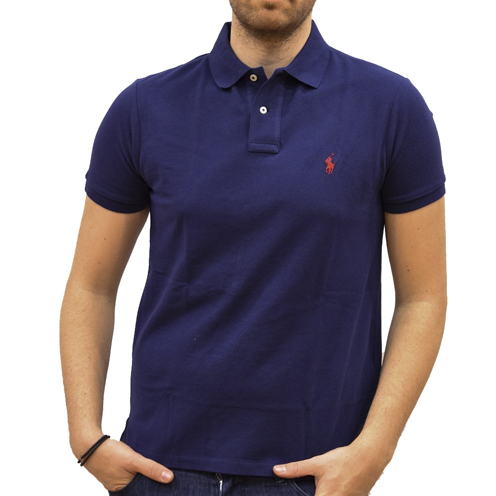 710782592008-1 POLO RALPH LAUREN CUSTOM SLIM FIT BASIC MESH NEWPORT NAVY - Image 1