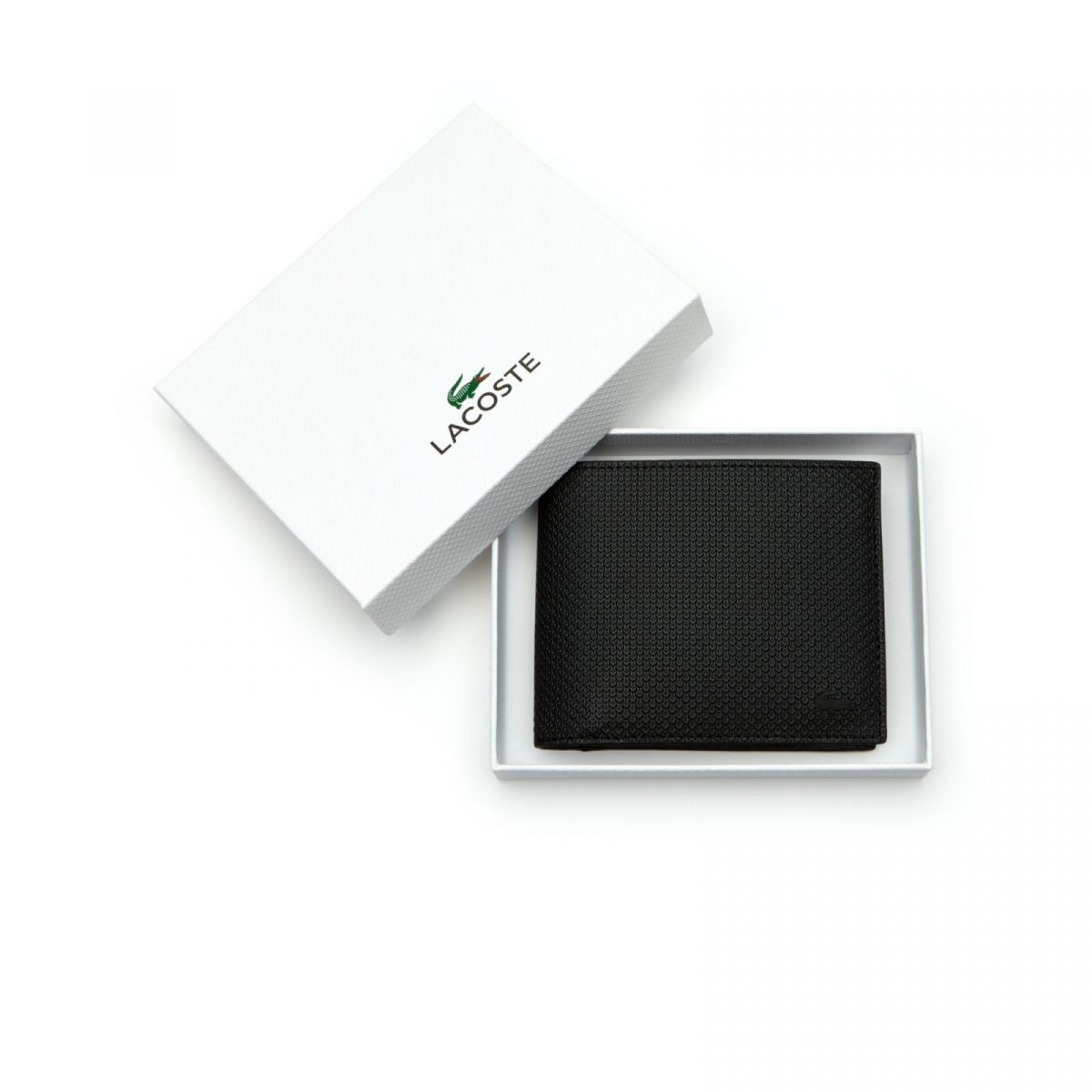 LACOSTE WALLET BILLFOLD COIN SPLITF FAU LEATHER BLACK - Image 3