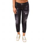 DSQUARED2 WOMAN BLACK TWIN PEAKS MEDIUM WAIST SKINNY CROPPED JEAN
