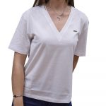 LACOSTE V-NECK PREMIUM COTTON T-SHIRT BLANC