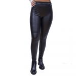 GUESS DRPN MAGALI LEGGINS BONDED JERSEY ECO LEATHER BLACK