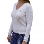 POLO RALPH LAUREN WOMAN BSR LONG SLEEVE V-NECK SWEAT WHITE - Image 2
