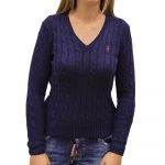 POLO RALPH LAUREN WOMAN BSR LONG SLEEVE V-NECK SWEATER HUNTER NAVY