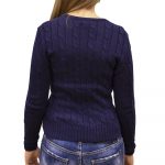 POLO RALPH LAUREN WOMAN BSR LONG SLEEVE V-NECK SWEATER HUNTER NAVY - Image 3