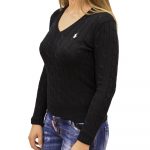 POLO RALPH LAUREN WOMAN BSR LONG SLEEVE V-NECK SWEATER BLACK - Image 2
