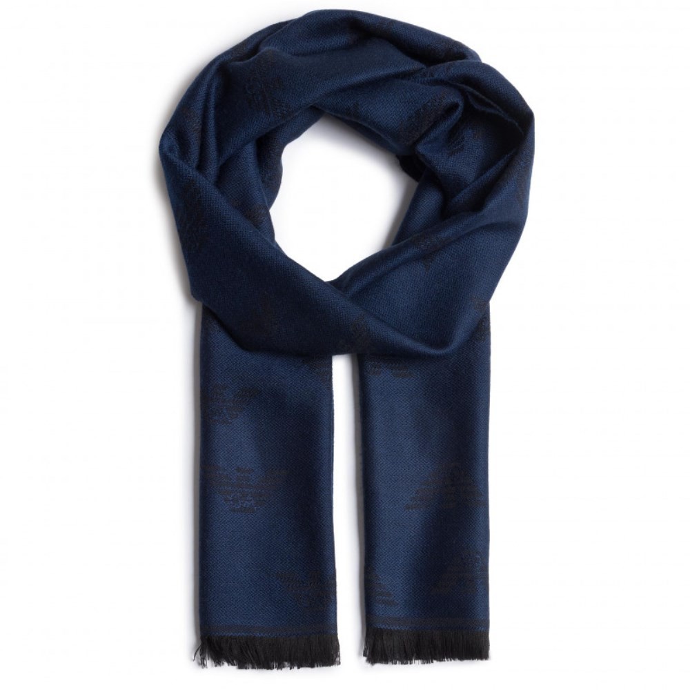 625048-0A348-04433-1 EMPORIO ARMANI SCIARPA 43X185 WO PC SCARF COBALT BLUE - Image 1
