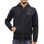POLO RALPH LAUREN MEN DOUBLE KNIT TECH FULL ZIP HOODIE CORE REPLEN BLACK
