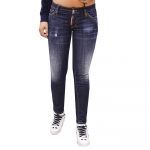 DSQUARED2 NIGHT RED SPOTS WASH COOL WOMAN JENIFFER CROPPED JEAN BLUE