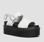 DR MARTENS VOSS QUAD HYDRO LEATHER STRAP PLATFORM SANDALS WHITE