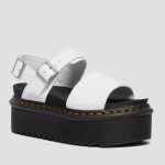 DR MARTENS VOSS QUAD HYDRO LEATHER STRAP PLATFORM SANDALS WHITE