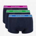 EMPORIO ARMANI 3 PACK TRUNK STRETCH COTTON MARINE/MARINE/MARINE