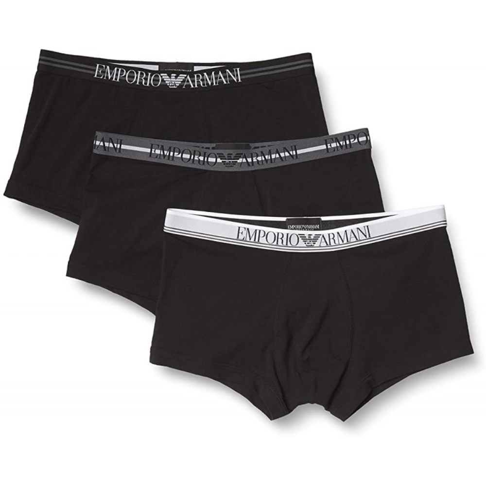 111357-1P723-21320-11 EMPORIO ARMANI 3 PACK TRUNK STRETCH COTTON BLACK/BLACK/BLACK - Image 1