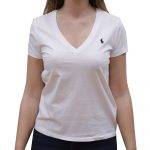 POLO RALPH LAUREN WOMAN COTTON JERSEY V-NECK T-SHIRT WHITE
