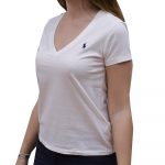 POLO RALPH LAUREN WOMAN COTTON JERSEY V-NECK T-SHIRT WHITE - Image 2