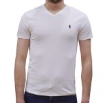 POLO RALPH LAUREN CUSTOM SLIM FIT JERSEY V-NECK T-SHIRT WHITE