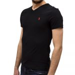 POLO RALPH LAUREN CUSTOM SLIM FIT JERSEY V-NECK T-SHIRT BLACK - Image 2