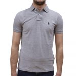 POLO RALPH LAUREN CUSTOM SLIM FIT SHORT SLEEVE POLO GREY