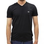 LACOSTE MEN V-NECK PIMA COTTON JERSEY T-SHIRT BLACK