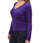 POLO RALPH LAUREN WOMAN KIMBERLY CLASSIC LONG SLEEVE V NECK SWEATER VALLEY PURPLE HEATHER - Image 2