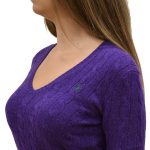 POLO RALPH LAUREN WOMAN KIMBERLY CLASSIC LONG SLEEVE V NECK SWEATER VALLEY PURPLE HEATHER - Image 3