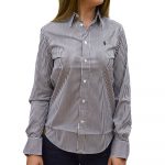 POLO RALPH LAUREN WOMAN GEORGIA LONG SLEEVE CLASSIC FIT STRIPED SHIRT BLACK WHITE