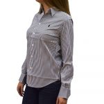 POLO RALPH LAUREN WOMAN GEORGIA LONG SLEEVE CLASSIC FIT STRIPED SHIRT BLACK WHITE - Image 2