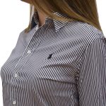 POLO RALPH LAUREN WOMAN GEORGIA LONG SLEEVE CLASSIC FIT STRIPED SHIRT BLACK WHITE - Image 3