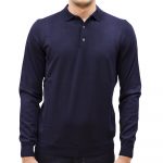 BOSS  MEN BONO LONG SLEEVE POLO SHIRT DARK BLUE