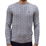 POLO RALPH LAUREN M CLASSICS LONG SLEEVE KNIT COTTON SWEATER GREY