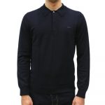 LACOSTE MEN'S POLO COLLAR MERINO WOOL LONG SLEEVE SWEATER BLEU MARINE