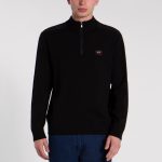 PAUL&SHARK MARINE WOOL HALF ZIP SWEATER WITH ICONIC BADGE BLACK
