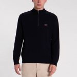 PAUL&SHARK MARINE WOOL HALF ZIP SWEATER WITH ICONIC BADGE BLUE