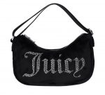 JUICY COUTURE DARCIE BLACK VELOUR DIAMANTE SHOULDER BAG BLACK