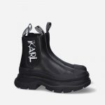 KARL LAGERFELD LUNA ART DECO GORE BOOT WOMAN BLACK LEATHER MONO