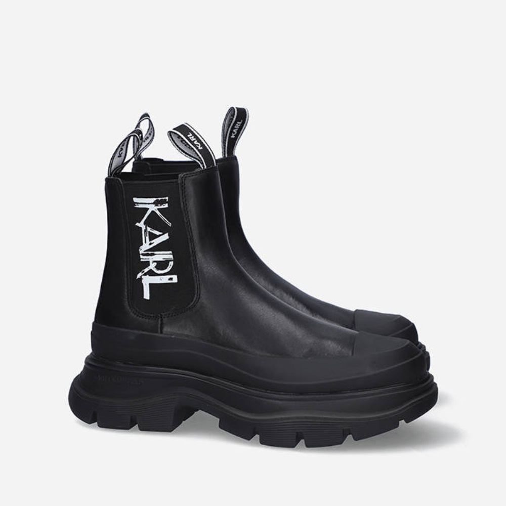 KL42940-00X-1 KARL LAGERFELD LUNA ART DECO GORE BOOT WOMAN BLACK LEATHER MONO - Image 1