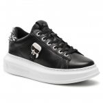 KARL LAGERFELD KAPRI KARL IKONIC STUD TAB WOMAN SNEAKER BLACK LEATHER
