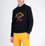 PAUL&SHARK MERINO WOOL CREW NECK WITH EMBROIDERED LOGO NAVY