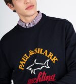 PAUL&SHARK MERINO WOOL CREW NECK WITH EMBROIDERED LOGO NAVY - Image 3