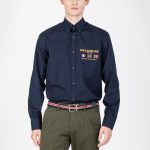 PAUL&SHARK ORGANIC POPELINE COTTON SHIRT NAVY