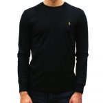 POLO RALPH LAUREN M CUSTOM SLIM FIT SOFT COTTON LONG SLEEVE T-SHIRT INTERLOCK BLACK