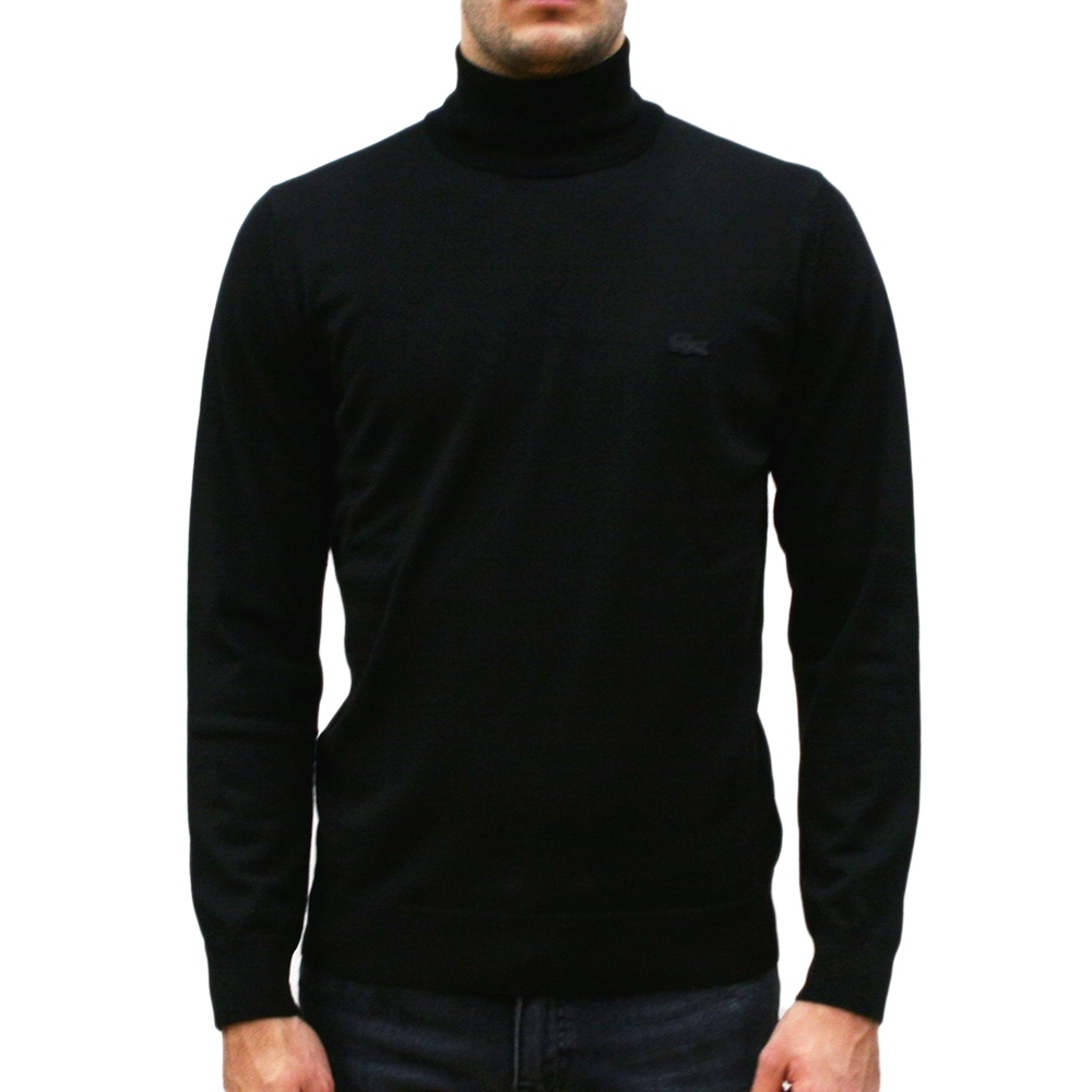 AH1959-00-031-1 LACOSTE MEN'S TURTLENECK MERINO WOOL SWEATER NOIR - Image 1