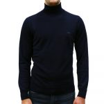 LACOSTE MEN'S TURTLENECK MERINO WOOL SWEATER BLEU MARINE