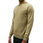 LACOSTE MEN'S CREW NECK MERINO WOOL SWEATER BEIGE - Image 2