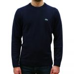 LACOSTE MEN'S CREW NECK WOOL SWEATER BLEU MARINE